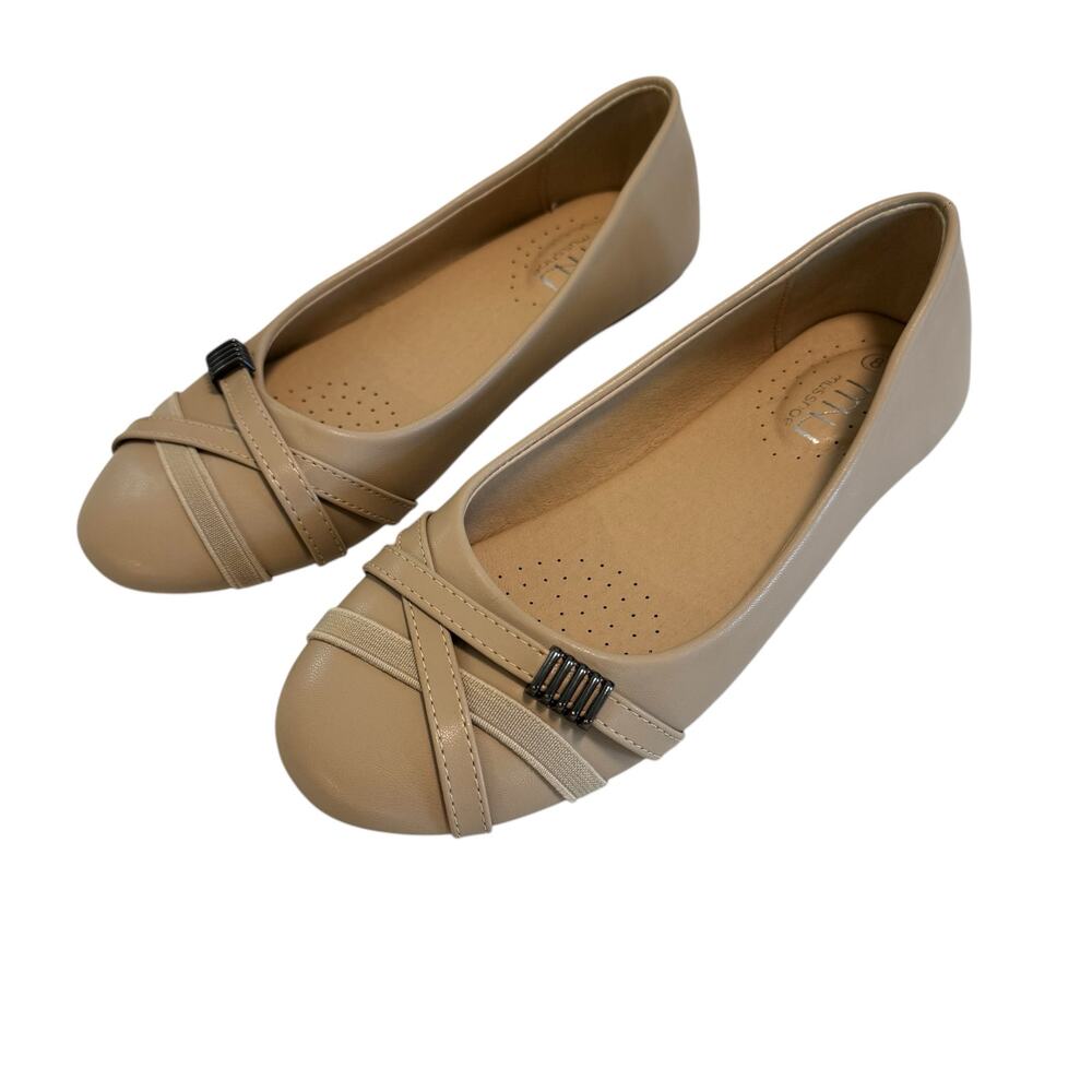MUSSHOE‎ Flat Shoes Women's Comfortable Slip on Flats Tan Beige 8